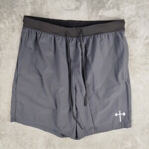 Holstrength Performance Shorts Mens L 7"In Gray Pull On Drawstring Athletic Gym